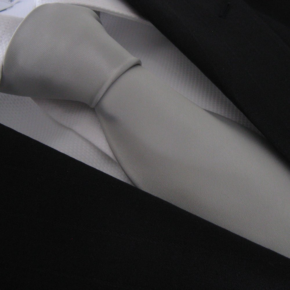 “Light Silver” Polyester Tie - Distino Of Melbourne