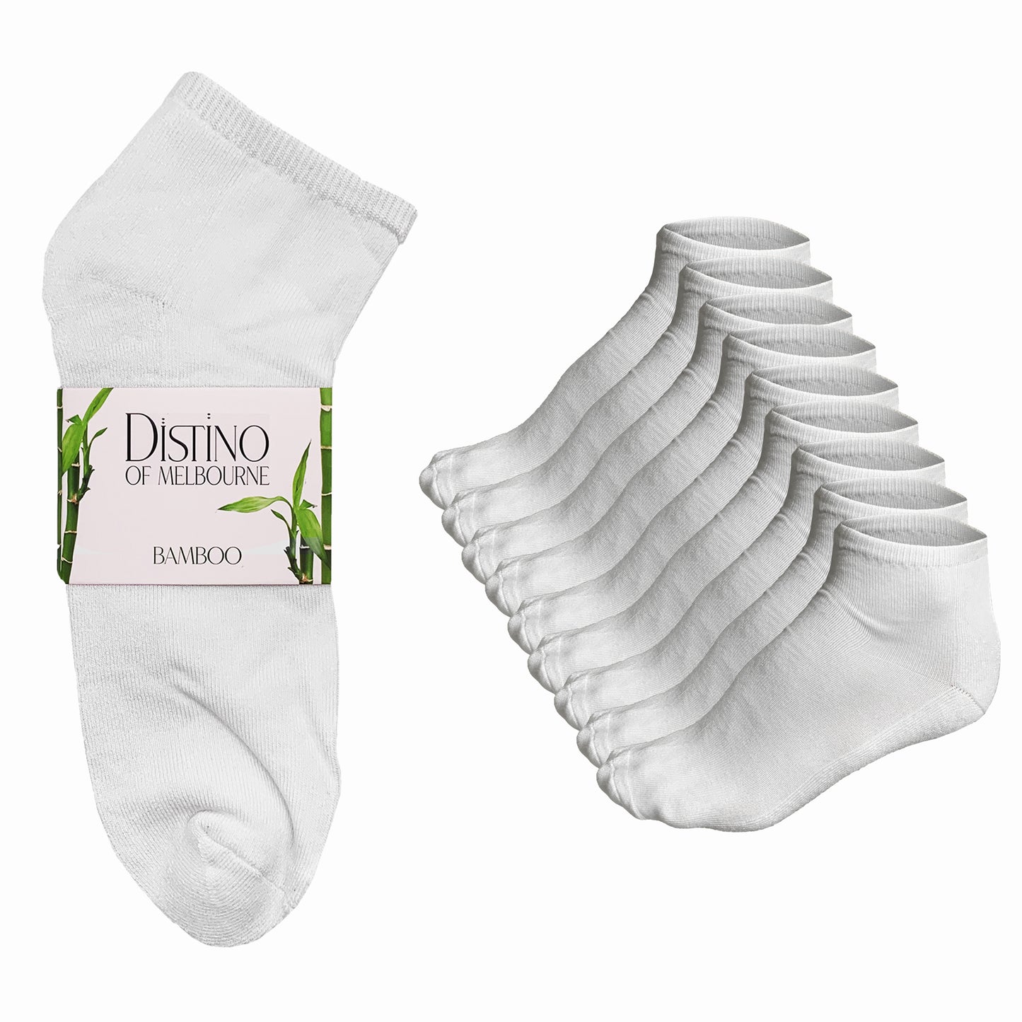 Distino Bamboo White Ankle / Sport Socks - 9 Pack Deal - Distino Of Melbourne