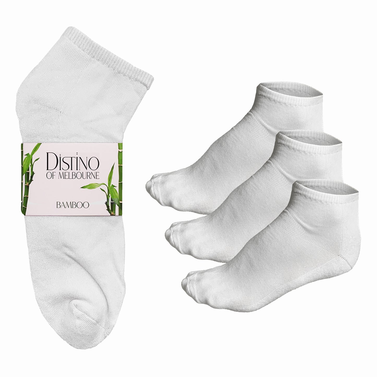 Distino Bamboo White Ankle / Sport Socks - 3 Pack Deal - Distino Of Melbourne