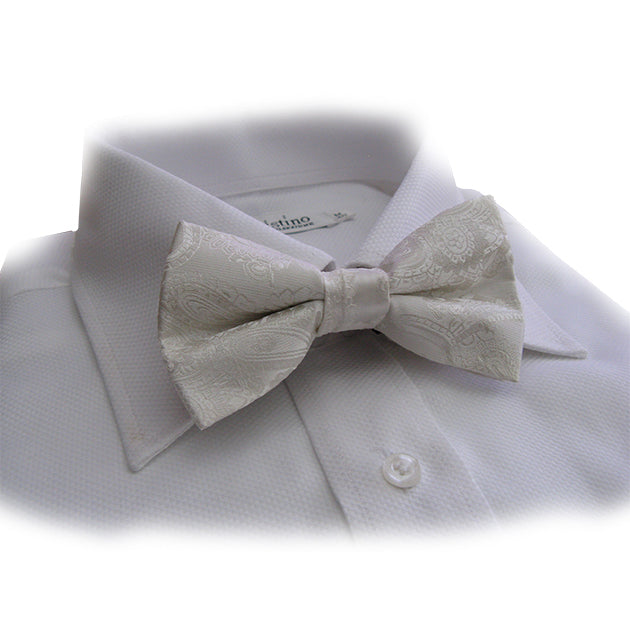 Ivory Paisley Bow Tie
