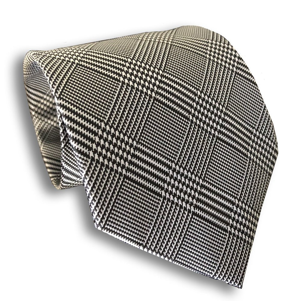 “B&W Plaid” Polyester Tie - Distino Of Melbourne