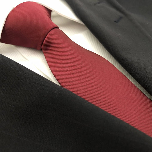 “Burgundy” Skinny Polyester Tie - Distino Of Melbourne