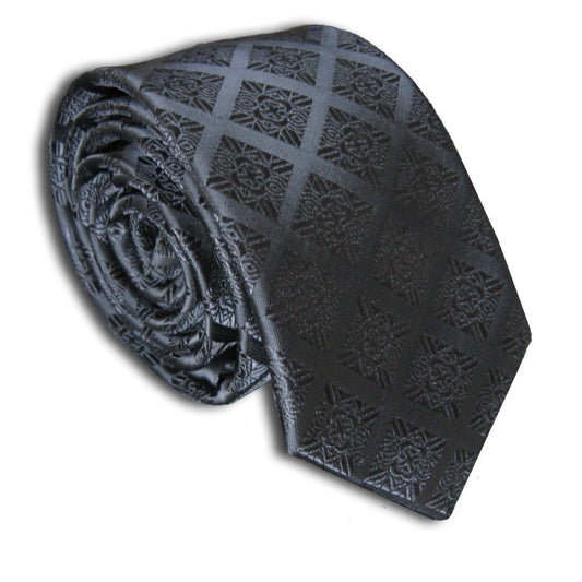“Black Checked” Skinny Polyester Tie - Distino Of Melbourne