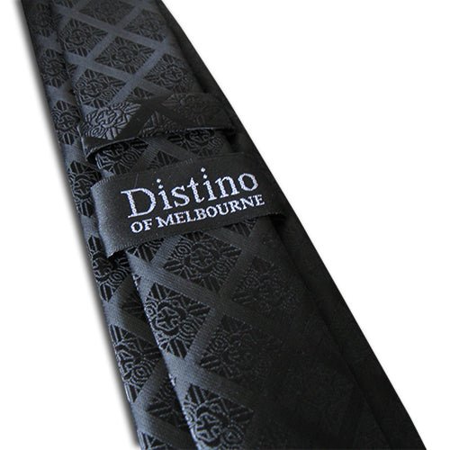 “Black Checked” Skinny Polyester Tie - Distino Of Melbourne