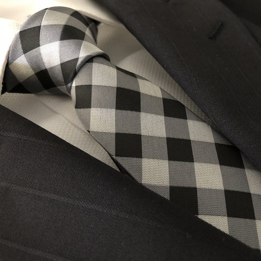 “Checkered” Skinny Polyester Tie - Distino Of Melbourne