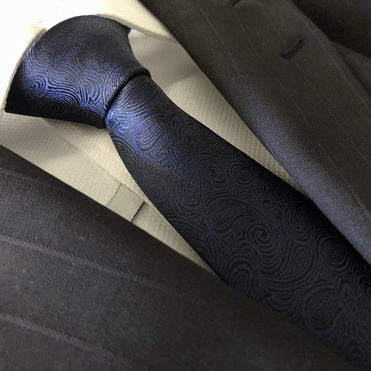 “Navy Paisley” Skinny Polyester Tie - Distino Of Melbourne