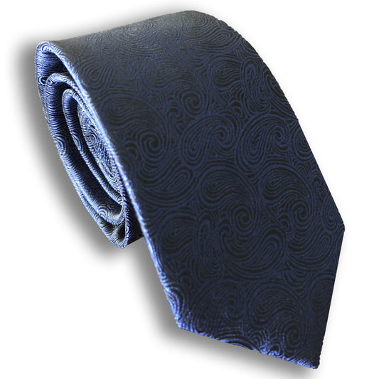 “Navy Paisley” Skinny Polyester Tie - Distino Of Melbourne