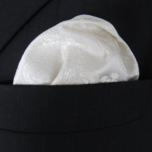 “Ivory Paisley” Pocket Square Handkerchief - Distino Of Melbourne