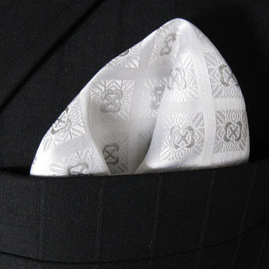 “White Check” Silk Pocket Square Handkerchief - Distino Of Melbourne