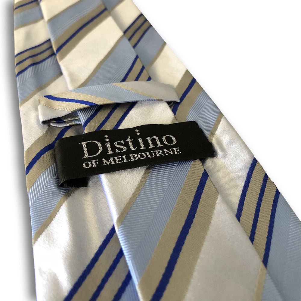 “Striscia Blu” Silk Neck Tie - Distino Of Melbourne