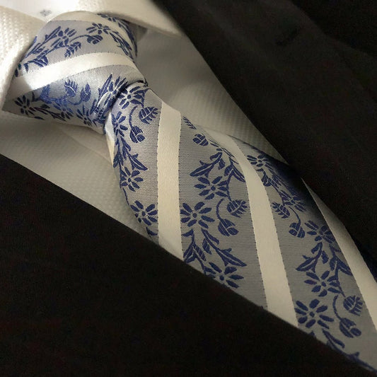 “Oriental Blue” Seven Fold Silk Neck Tie - Distino Of Melbourne