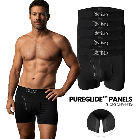 Bamboo Boxer Briefs - Men's Pureglide Long Leg Underwear (5 Pack Deal) - Distino Of Melbourne