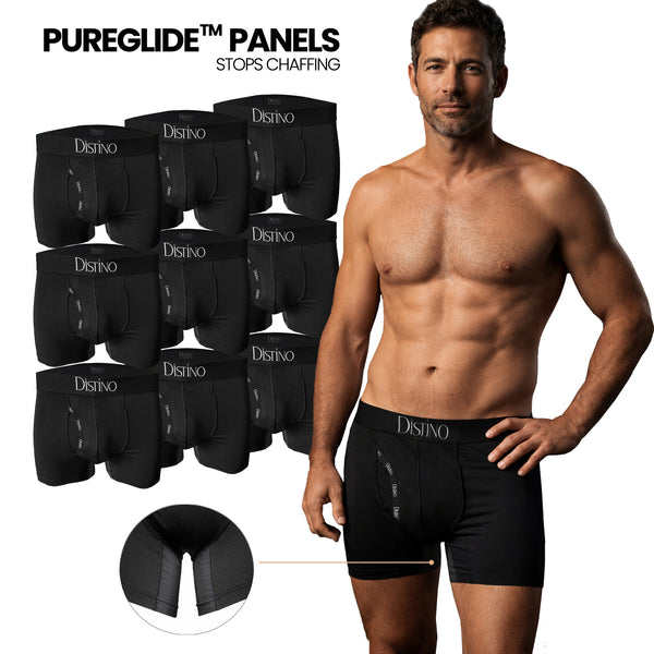 Bamboo Boxer Briefs - Men's Pureglide Long Leg Underwear (9 Pack Deal) - Distino Of Melbourne