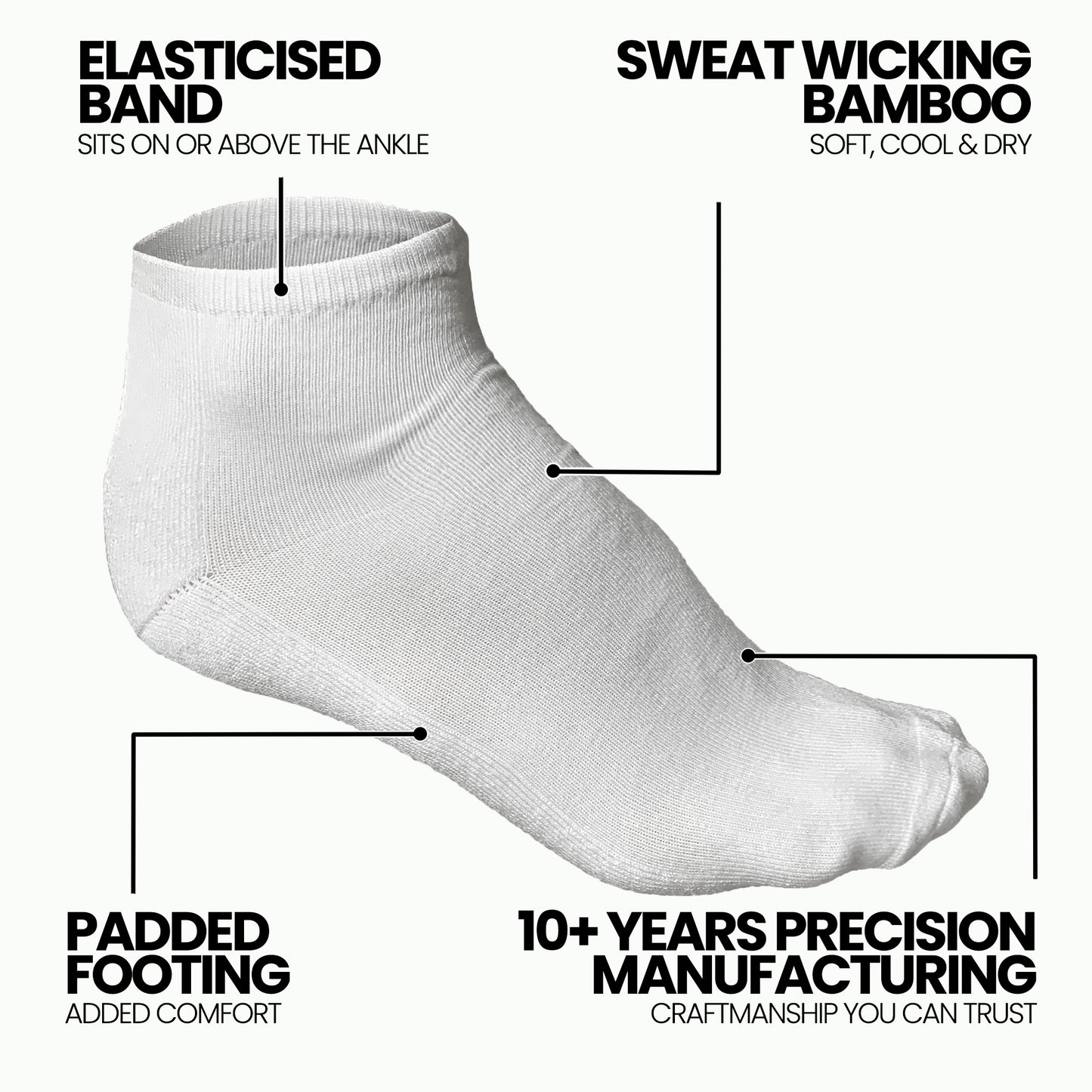 Distino Bamboo White Ankle / Sport Socks - 3 Pack Deal - Distino Of Melbourne