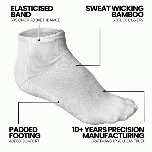 Distino Bamboo White Ankle / Sport Socks - 3 Pack Deal - Distino Of Melbourne