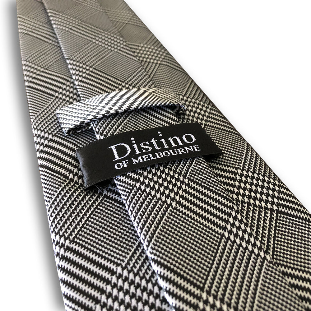 “B&W PLAID” POLYESTER TIE