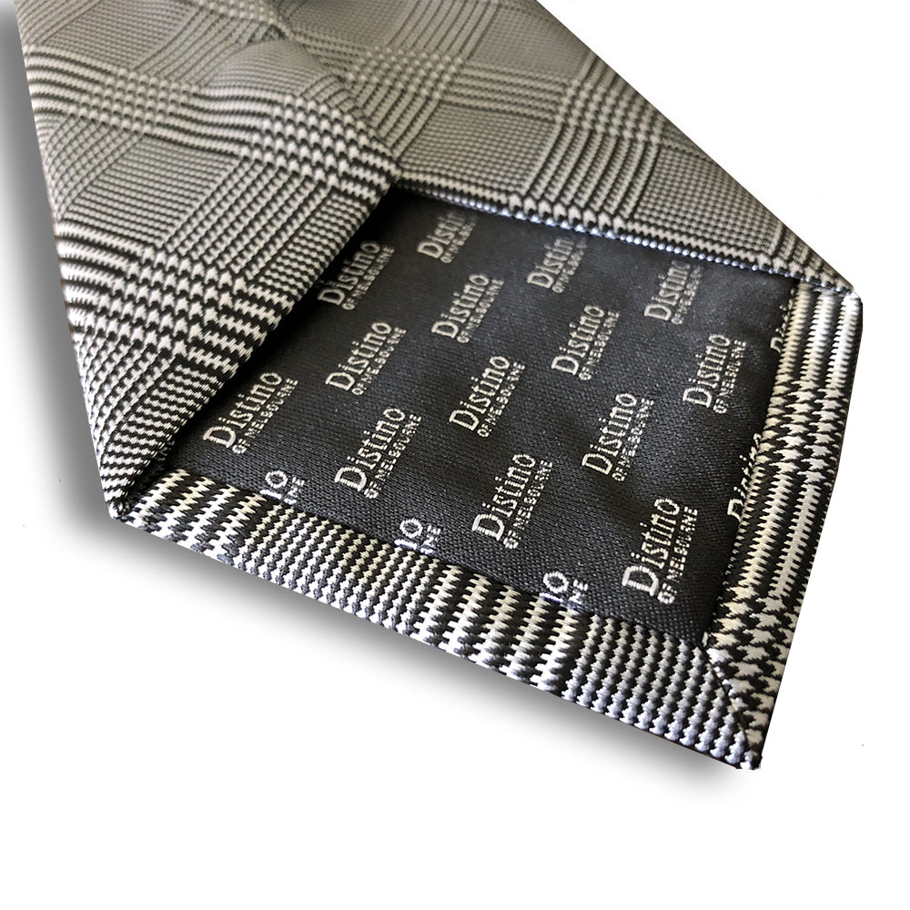 “B&W PLAID” POLYESTER TIE