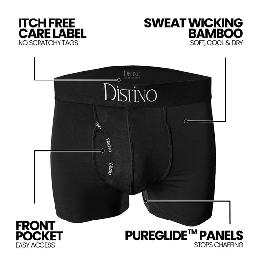 Bamboo Boxer Briefs - Mens Pureglide Long Leg Underwear (Single Pack) - Distino Of Melbourne