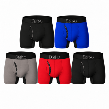 Bamboo Boxer Briefs - Men's Pureglide Anti-Chafe Long Leg Underwear (5 Pack Deal) - Distino Of Melbourne