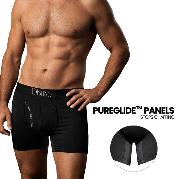 Bamboo Boxer Briefs - Mens Pureglide Long Leg Underwear (Single Pack) - Distino Of Melbourne
