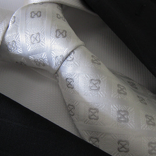 “WHITE CHECK” SILK NECK TIE