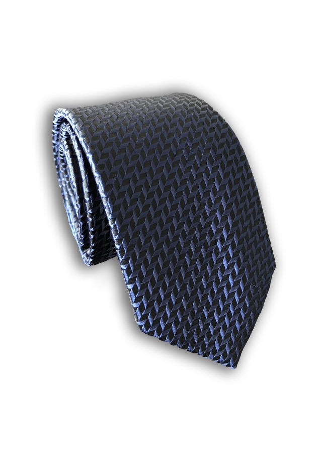 Navy Herringbone Skinny Tie